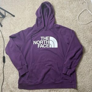 The North Face Hoodie Women XL Purple Half Dome Logo  Pullover raglan